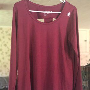 Reebok Long Sleeve Cutout Back Athletic Shirt Maroon